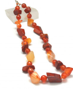 Karneol kjede kuler og tromlet