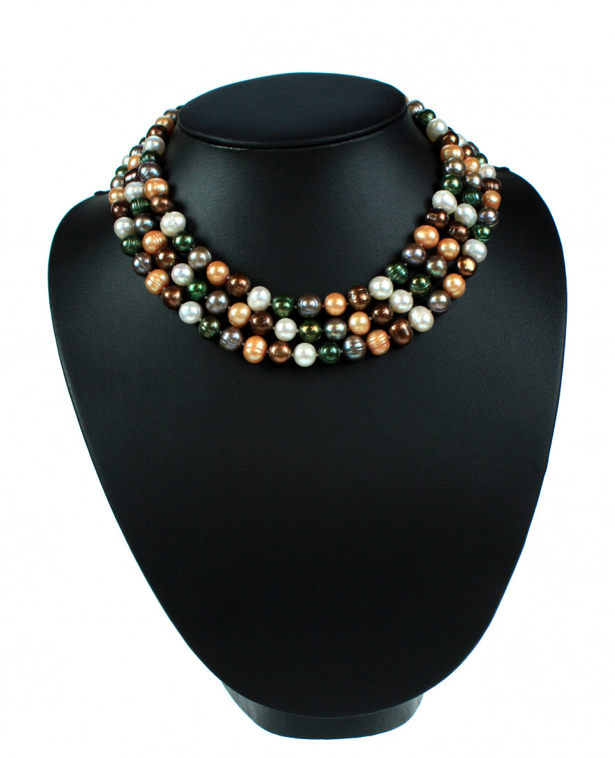 Perlekjede hvit grønn brun