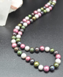Langt perlekjede rosa /grønn
