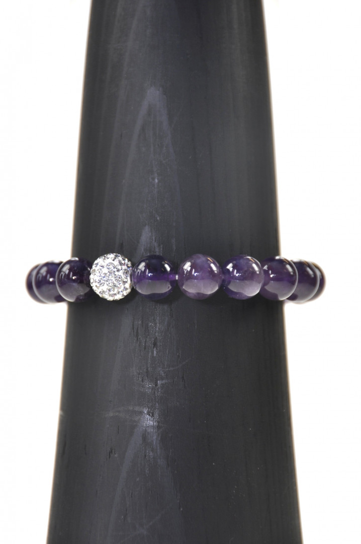 Ametyst armbånd med krystallkule