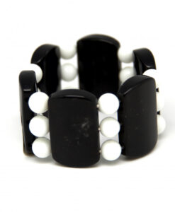Kraftig  sort/hvitt armbånd