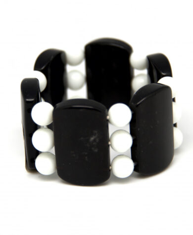 Kraftig  sort/hvitt armbånd