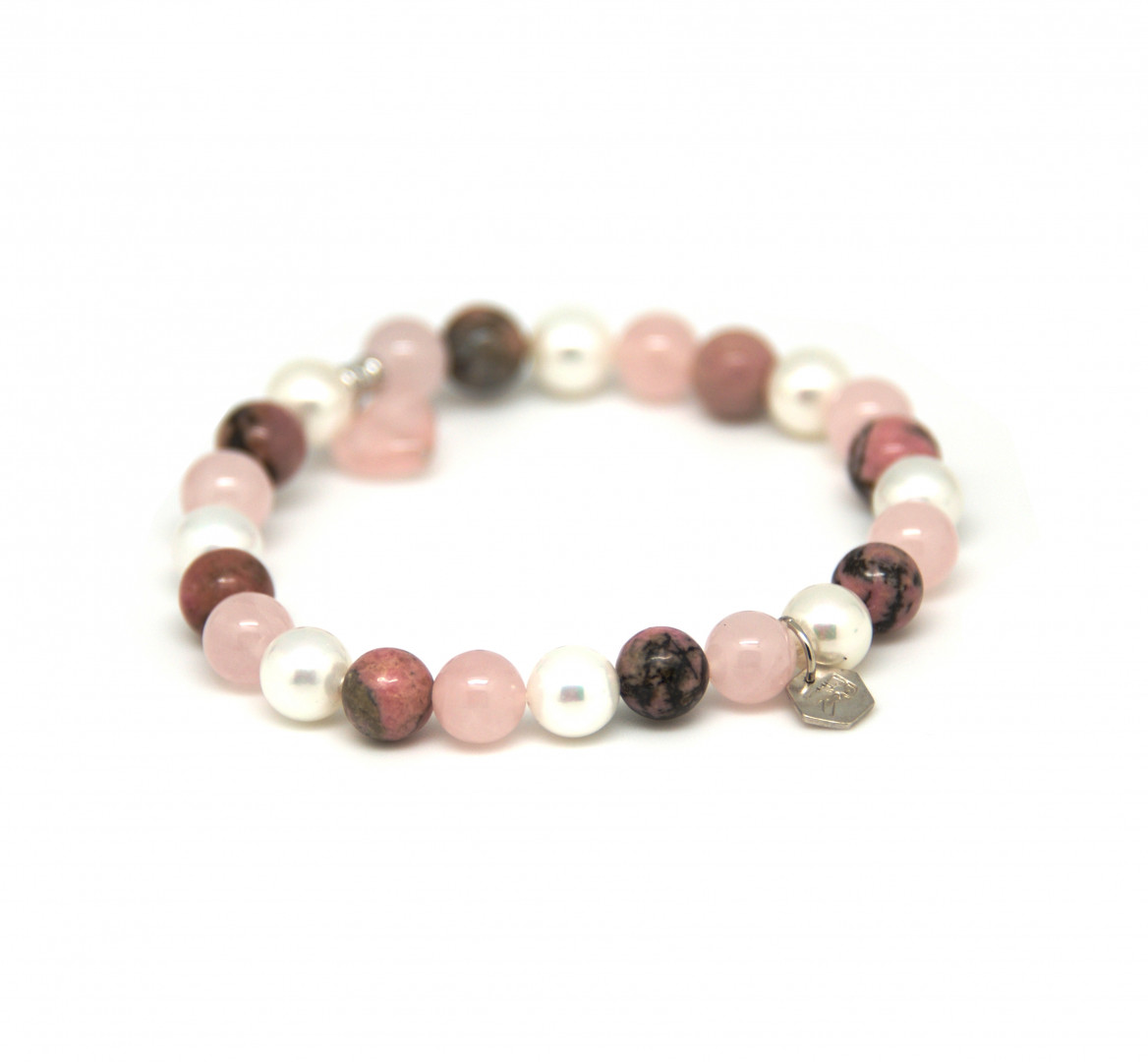 Armbånd i rosa m/hjerte