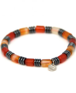 Karneol-trommer med hematitt  6x9mm.