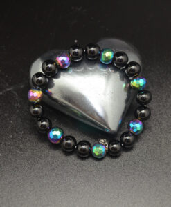 Facett regnbuehematitt armbånd