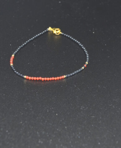 Petit armbånd hematitt og rød agat  2mm