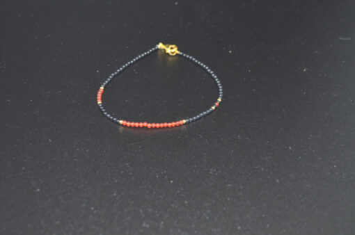 Petit armbånd hematitt og rød agat  2mm
