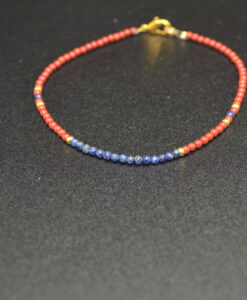Petit armbånd rød og blå  2mm