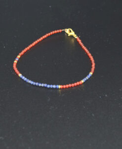 Petit armbånd rød agat og lapis  2mm