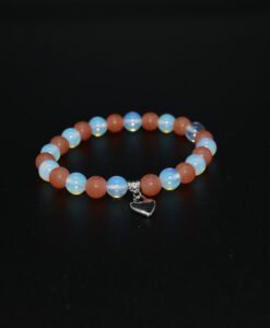 Karneol og opalglass m/hjerte