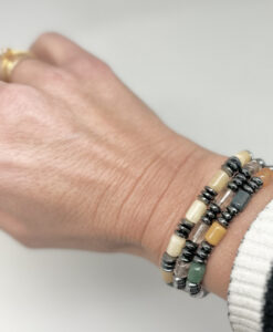 Armbånd m/skalle hvit agat