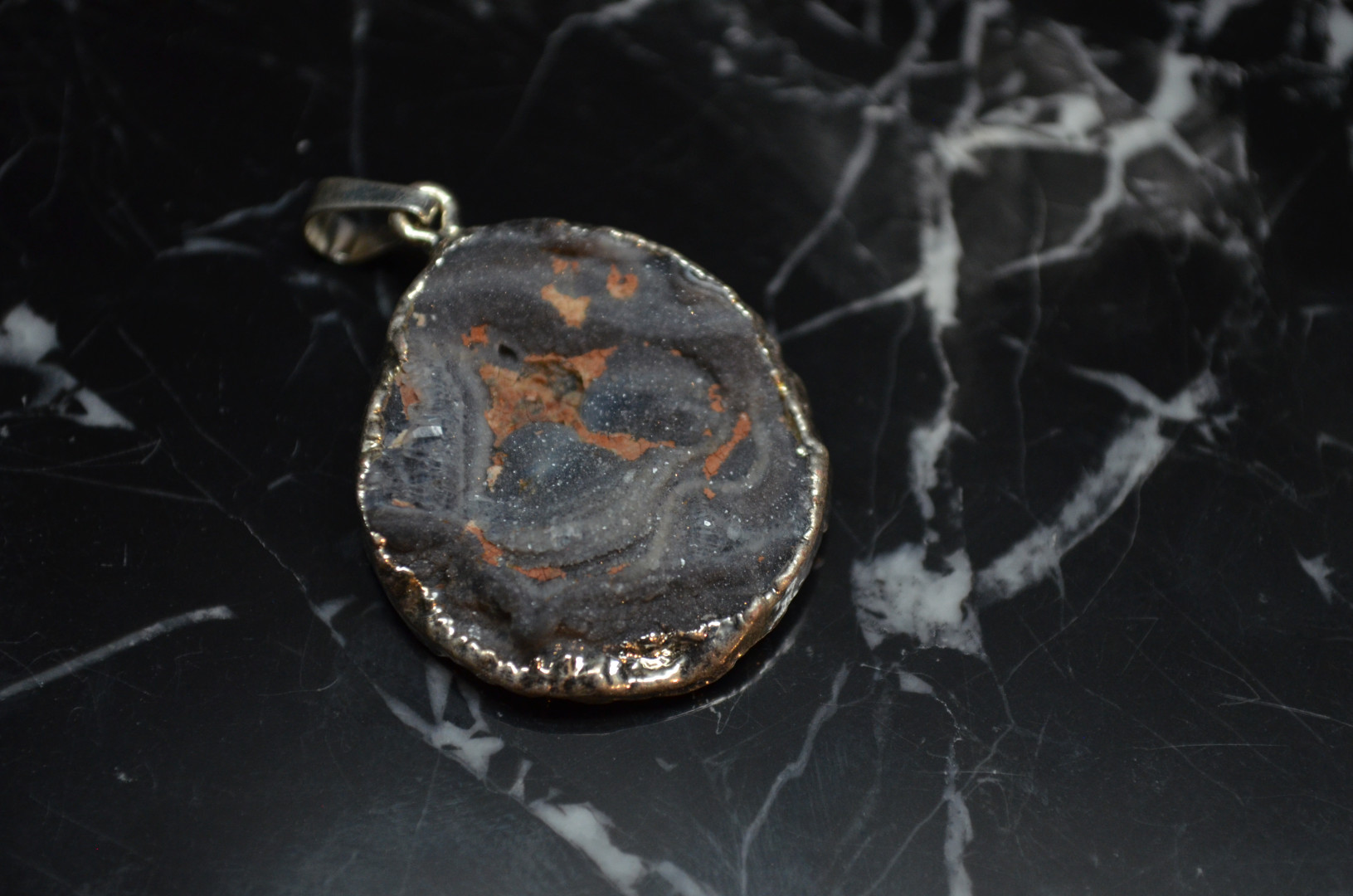 Agate anheng rund m/sølv - Bilde 5