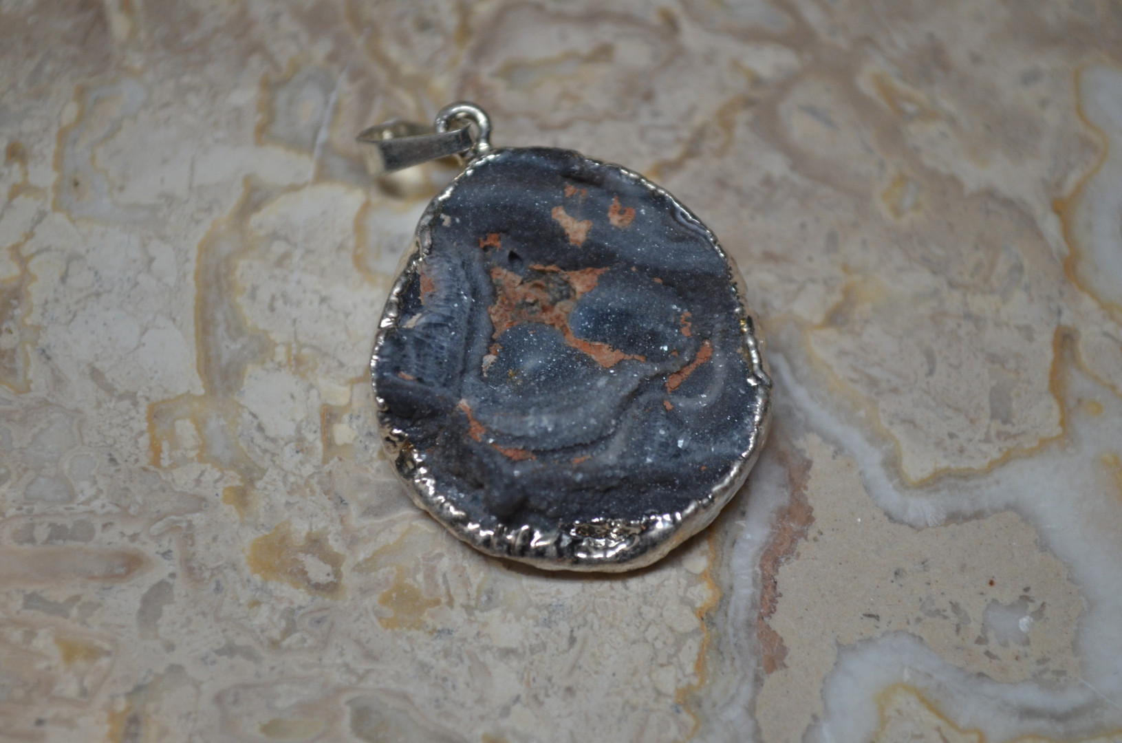 Agate anheng rund m/sølv - Bilde 6