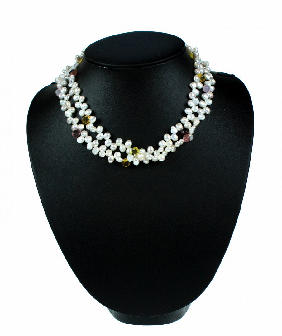 Perlekjede hvit gul