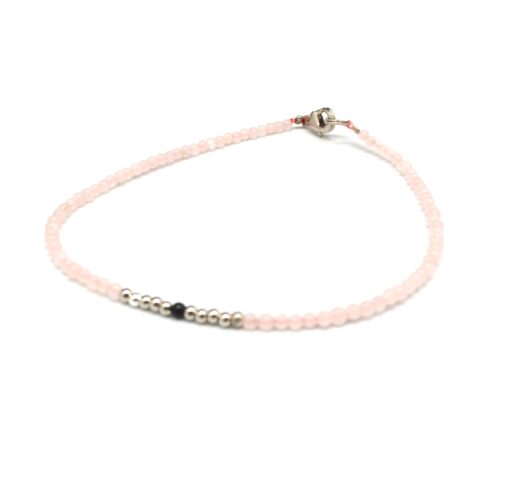 Petit armbånd rosa og sort  2mm.