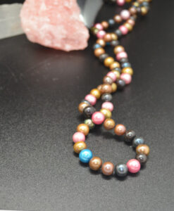 Langt perlekjede rosa /gull