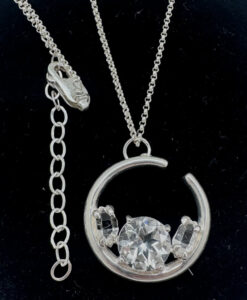 Sølvkjede med 3 Herkimer-diamanter