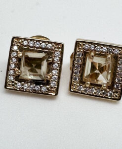 Firkantet ørepynt med citrin