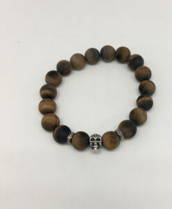 Armbånd m/skalle. matt tigerøye