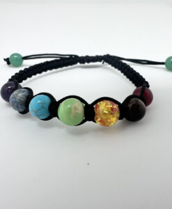 Armbånd med sort tråd og chakra