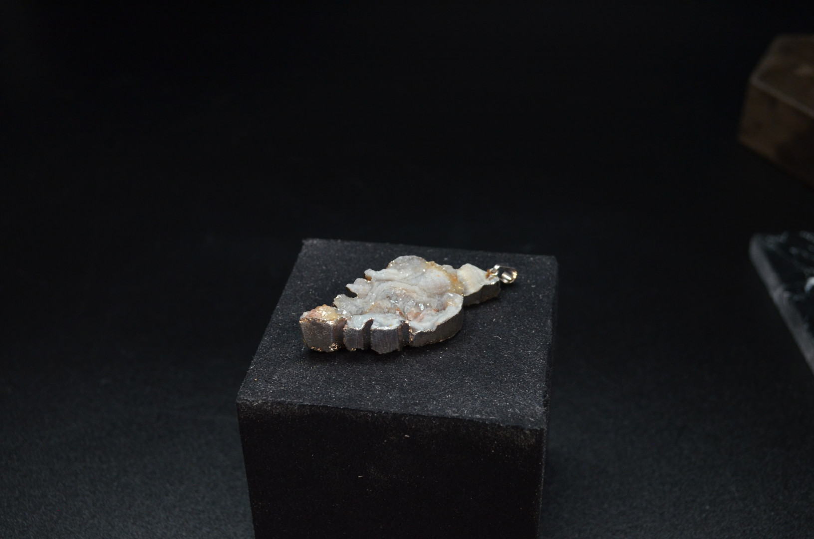 Agat anheng løv m/sølv