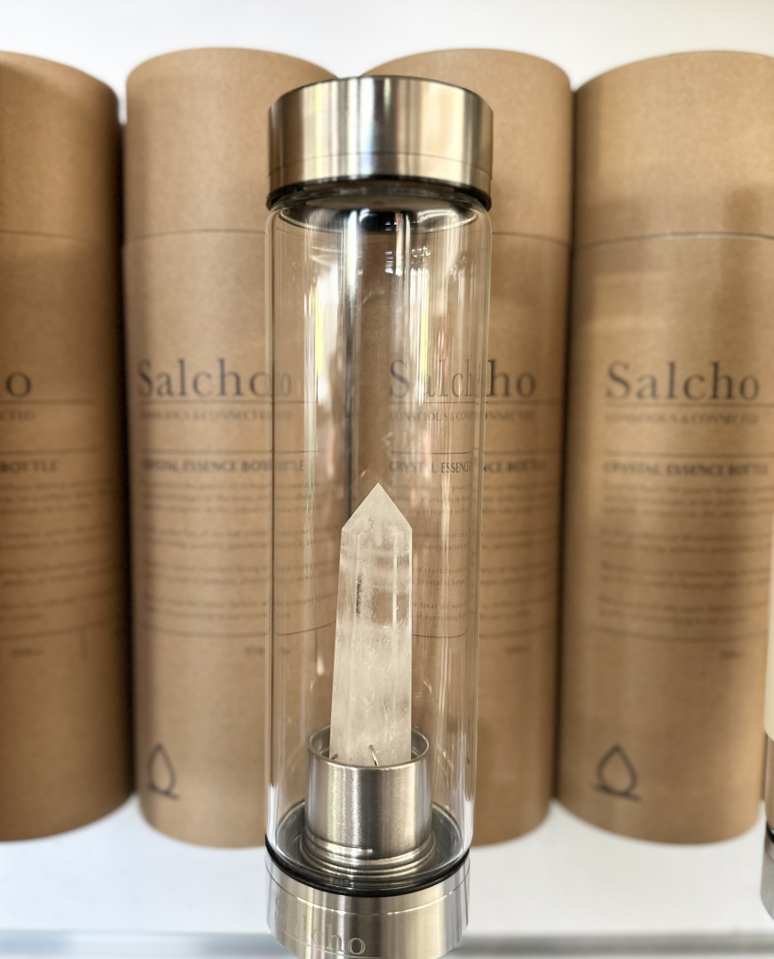 Drikkeflaske med kvartskrystall