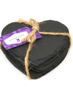 6 stk store hjerter i skifer m/knotter [10ø]