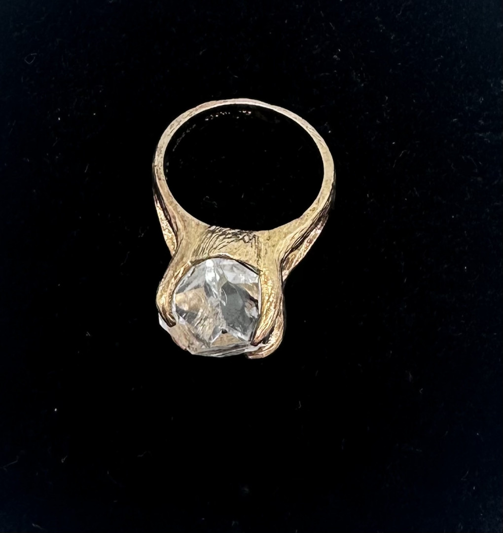 Gullring med stor Herkimer-diamant - Bilde 2