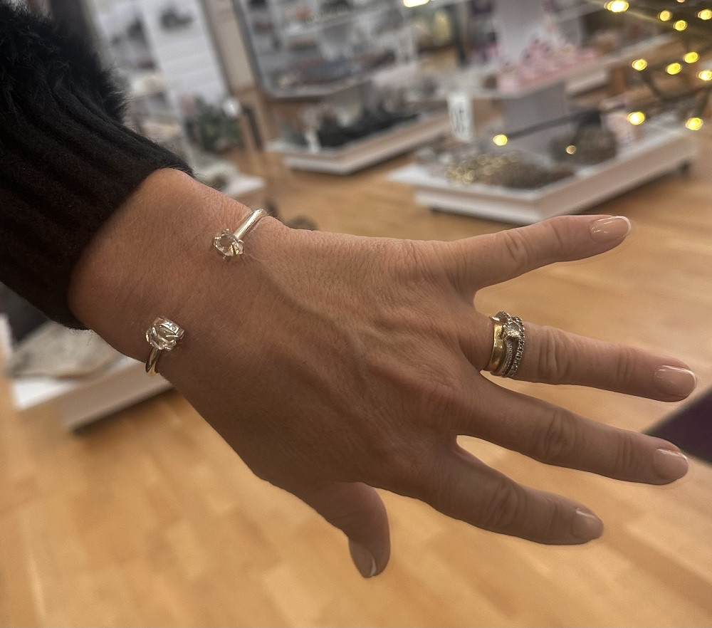 Armbånd med 2 store Herkimer diamanter - Bilde 2