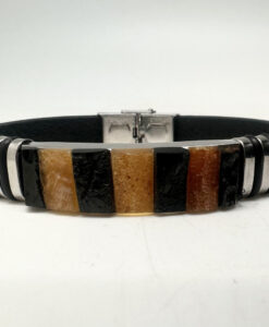 Lærarmbånd med oransje og sort Rav